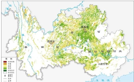 西南岩溶区秋季植被指数变化趋势分布